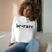 Load image into Gallery viewer, be•rare White (black) Crop Hoodie