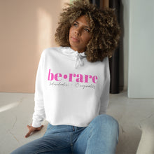 Load image into Gallery viewer, be•rare White (pink) crop hoodie