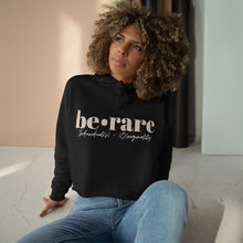 Load image into Gallery viewer, be•rare black crop hoodie (white)
